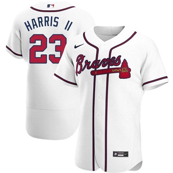 Men's Atlanta Braves #23 Michael Harris II White Flex Base Stitched Baseball Jersey